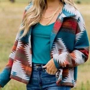 Lime Lush Indigenous Button Down Jacket